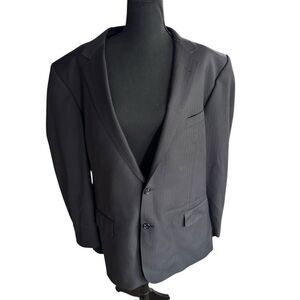 Baroni Men 48L Black‎ 100% Wool Blazer Sport Coat Jacket Two Button
